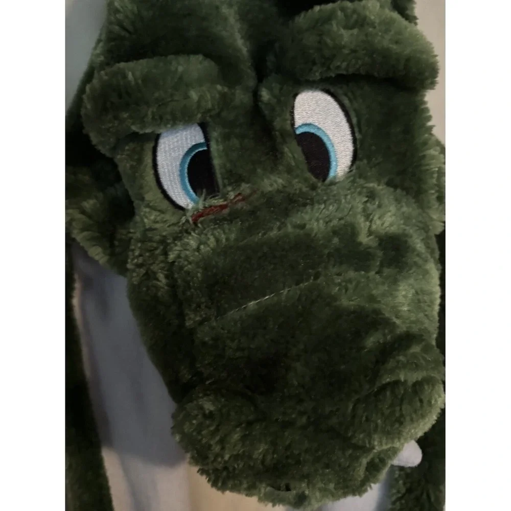 Dinosaur Plush Lined Fleece All-in-One Hat Scarf Mittens‎ OS Green